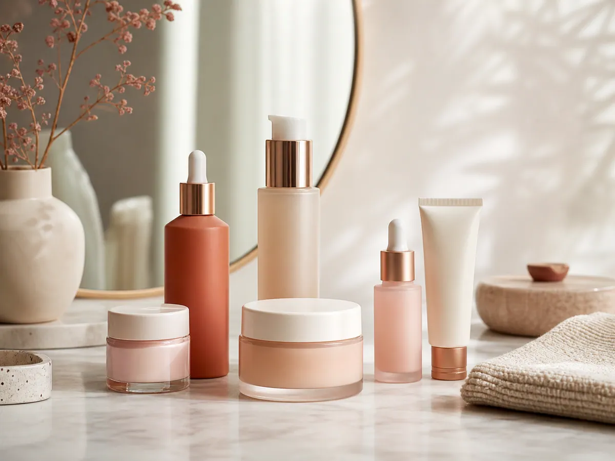Seleção de produtos de skincare para pele madura